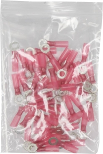 Cosse à oeil isolée thermorétractable rouge M5 - lot de 50 pcs