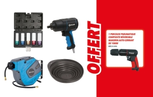 Enrouleur automatique de tuyau d'air 8mm 10m - clé à chocs 1/2" - accessoires