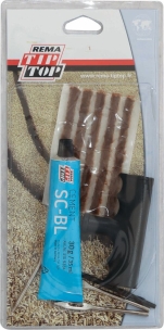 Réparation pour pneus tubeless - blister de 5 tresses de 100mm avec colle et outil