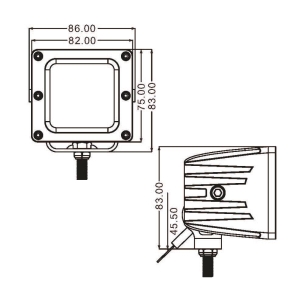 Phare de travail carré LED 10/32V 20W 1400 lumens faisceau large