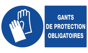Panneau gants de protection obligatoires rigide 330x200mm