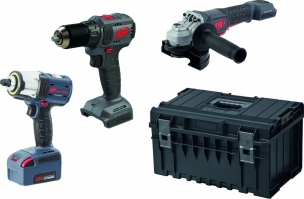 Pack 20V perceuse 50Nm-meuleuse 125mm-clé à chocs brushless 1/2" 20V 750Nm-2 batteries 2,5Ah et 5Ah Li-ion