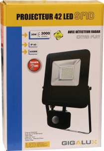 Projecteur LED extra plat 230V 30W avec détecteur radar