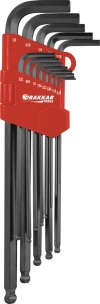 Clés mâles coudées hexagonales extra longues en pouce de 0,05 à 3/8" - étui pivotant de 13 pcs sur carte