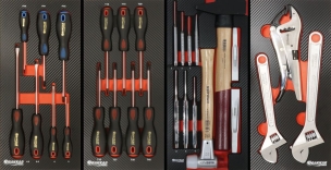 Servante d'atelier XXL 7 tiroirs composée de 220 outils - modules finition carbone