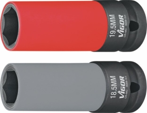 Douille à chocs 1/2" 6 pans extérieurs - jeu de 2 pcs