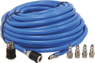 Rallonge tuyau air comprimé raccords rapides 20 bar 8x14mm 20m avec 5 raccords rapides - lot de 10