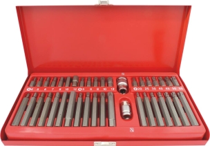 Embout hexagonal 10mm XZN/hexagonal/Torx® avec 2 douilles 1/2 et 3/8" porte embout - coffret métallique de 40 pcs