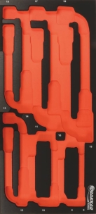 Module mousse 395x178mm métal vide pour clés à pipe 8 à 19mm Module mousse 395x178mm métal vide pour clés à pipe 8 à 19mm