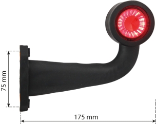 Feu de gabarit LED 12/24V côté droit rouge/blanc déporté coudé 175mm