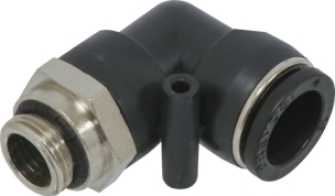 Raccord instantané polymère coudé cylindrique 1/4" orientable pour tuyau 6mm - lot de 10pc