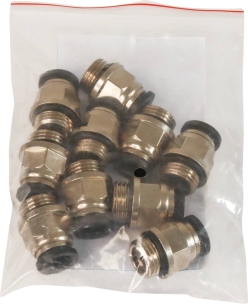 Raccord instantané métallique droit mâle cylindrique 1/4" pour tuyau rilsan 8mm - lot de 10 pcs