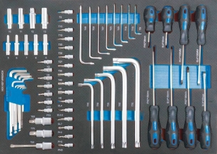 Servante d'atelier 7 tiroirs composée de 215 outils - modules mousses