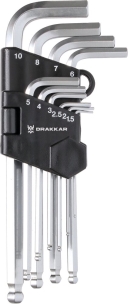 Clés mâles hexagonales longues de 1,5 à 10mm - étui pivotant de 10 pcs