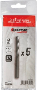 Foret à métaux HSS 5% cobalt 10mm - lot de 5 pcs Foret à métaux HSS 5% cobalt 10mm - lot de 5 pcs