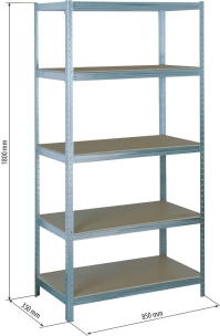 Etagère métallique à emboîter 5 tablettes bois 1800x850x350mm max 1,25T