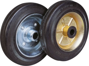 Roue tôle et caoutchouc alésage rouleaux D.125mm