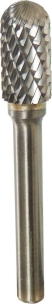 Fraise métallique cylindrique à bout arrondi sur tige 6mm