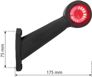 Feu de gabarit LED 12/24V côté droit rouge/blanc déporté incliné 175mm