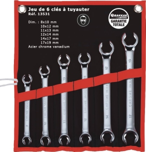 Clés à tuyauter de 8x10 à 17x19mm - pochette de 6 pcs
