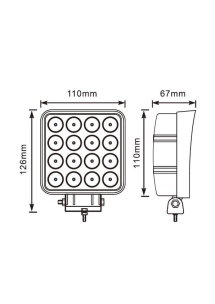Phare de travail carré LED 10/32V 48W 3000 lumens