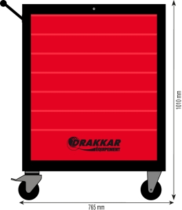 Servante d'atelier 5 tiroirs rouge/noir 765x460x1010mm