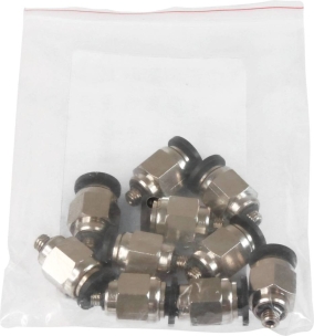 Raccord instantané métallique droit mâle cylindrique M5 pour tuyau rilsan 6mm - lot de 10 pcs