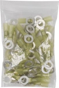 Cosse à oeil isolée thermorétractable jaune M8 - lot de 50 pcs