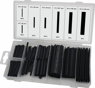 Gaine thermorétractable 2:1 noire - Présentoir de 6 coffrets de 127 pcs