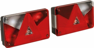 Feu arrière rectangle 12V 5 fonctions avec connecteur 5 plots 238x140mm