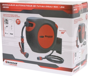 Enrouleur automatique de tuyau d'eau 15m + 2m Ø14mm