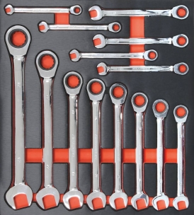 Module mousse 395x356mm métal clés à cliquet droites - 14 pcs