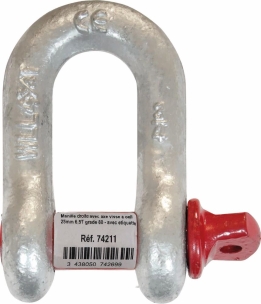 Manille droite avec axe vissé à œil 22mm 4,75T grade 80 - avec étiquette