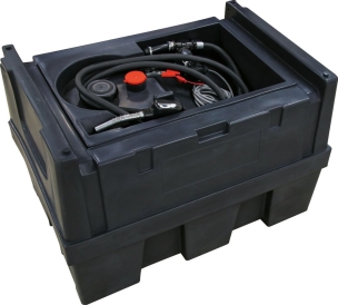 Cuve de ravitaillement gasoil PE 450L avec kit pompe à gasoil 12V 45 l/min et pistolet automatique