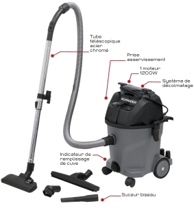 Aspirateur eau et poussière 20L 230V 1200W cuve plastique/prise électroportatif/décolmatage/souffleur Aspirateur eau et poussière 20L 230V 1200W cuve plastique/prise électroportatif/décolmatage/souffleur