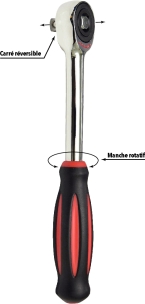 Cliquet 1/2" 60 dents réversible à manche rotatif