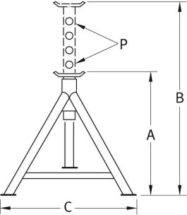 Chandelle à goupille 8T 550/970mm
