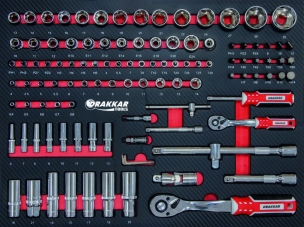 Servante d'atelier 7 tiroirs composée de 176 outils - modules finition carbone
