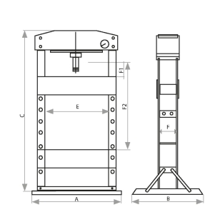 Presse d'atelier manuelle et pneumatique 100T bati soudé
