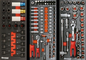 Servante d'atelier 7 tiroirs composée de 187 outils - modules finition métal