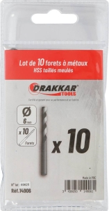 Foret à métaux HSS 6mm - lot de 10 pcs