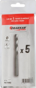 Foret à métaux HSS 12,5mm - lot de 5 pcs