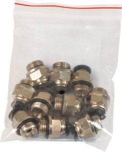 Raccord instantané métallique droit mâle cylindrique 1/4" pour tuyau rilsan 6mm - lot de 10 pcs
