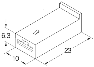 Boîtier unipolaire femelle nu 6,35mm - 1 voie - 6,3x10x23mm - lot de 100 pcs
