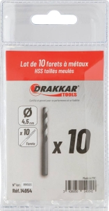 Foret à métaux HSS 4,5mm - lot de 10 pcs