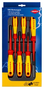 Tournevis électricien isolé 1000V fente, phillips et pozidriv - boîte de 6 pcs