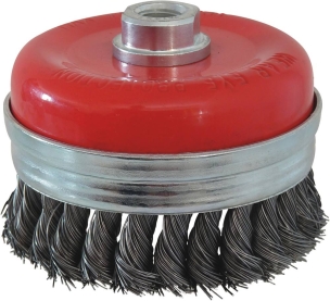 Brosse forme coupe boisseaux M14 100mm mèches torsadées