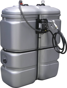 Cuve de stockage gasoil PEHD 1000L double paroi avec kit station à gasoil 230V 60 l/min