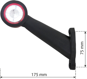 Feu de gabarit LED 12/24V côté gauche rouge/blanc déporté incliné 175mm