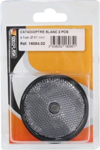 Catadioptre rond 60mm blanc à fixer - blister de 2 pcs